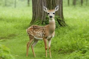 Hirsch im Wald. ai generativ Profi Foto