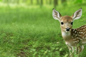 Hirsch im Wald. ai generativ Profi Foto