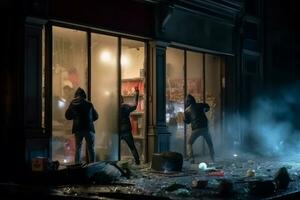 Nacht Stadt Aufstand. generieren ai foto