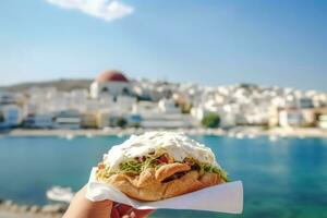 Gyros griechisch Essen Sicht. generieren ai foto