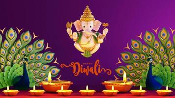 3d Rendern zum Diwali Festival Diwali, Deepavali oder Dipavali das Festival von Beleuchtung Indien mit Gold Diya gemustert auf Farbe Hintergrund. foto