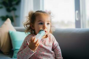 ein Baby hat Asthma foto