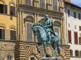 Pferdesport Statue von cosimo ich im signoria Platz von Florenz, Italien foto