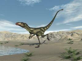 lang Dinosaurier im das Wüste - - 3d machen foto