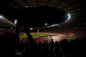 Fußballfans unterstützen ihre Lieblingssportmannschaft foto