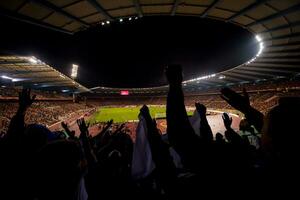 Fußballfans unterstützen ihre Lieblingssportmannschaft foto