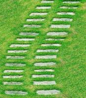 grünes Gras und Steinweg im Park foto