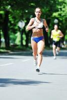 Marathon Frau laufen foto