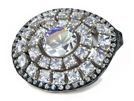 Diamant Ring mit Kristalle auf Weiß Hintergrund foto