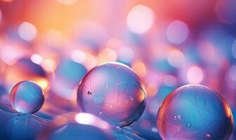Nahansicht Komposition von bunt Glas Blasen. ai generativ foto