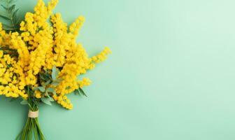 beschwingt Strauß von Mimose Blumen. erstellt durch ai foto