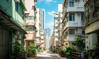 tagsüber Stadtbild von Kowloon Bezirk. erstellt durch ai foto