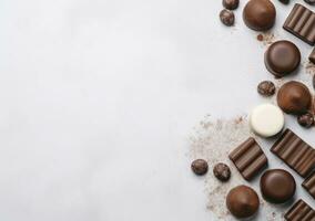 Rand von Schokolade isoliert auf Weiß Hintergrund. ai generativ. foto
