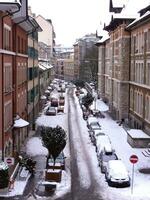 Genf schneebedeckt Straße, Schweiz foto