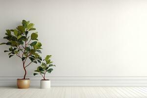 Pflanze im Topf auf Weiß Mauer ai generativ foto