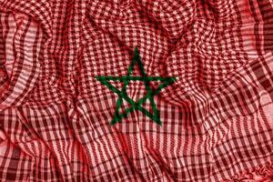 Flagge von Königreich von Marokko auf ein texturiert Hintergrund. Konzept Collage. foto