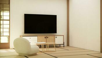 modern Japan Stil und dekoriert mit Fernseher Kabinett auf Mauer. foto