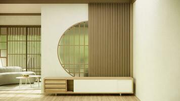 Kabinett im Flur sauber japanisch minimalistisch Zimmer Innere. foto