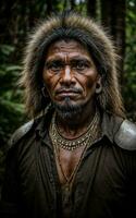Foto von wild barbarisch Stammes- mit Rüstung , generativ ai