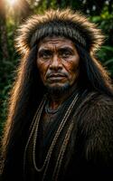 Foto von wild barbarisch Stammes- mit Rüstung , generativ ai
