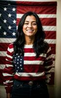Foto von amerikanisch Menschen mit Flagge, generativ ai