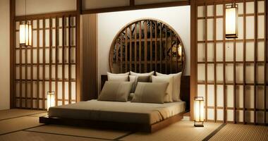 Bett Zimmer Original - - japanisch Stil Innere Design. foto