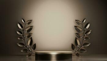 abstraktes podium minimales geometrisches weiß und gold.3d-rendering foto