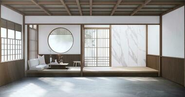 Japan Stil leeren Zimmer dekoriert mit Fußboden und Mauer hölzern . foto