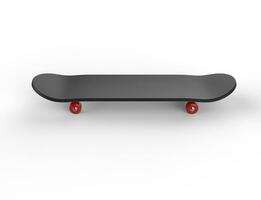 schwarz Skateboard mit rot Räder - - oben Sicht, auf Weiß Hintergrund, Ideal zum Digital und drucken Design. foto