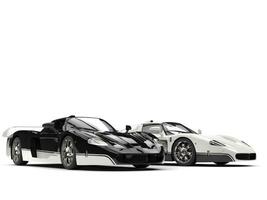 schwarz und Weiß Konzept Rennen Autos mit invertiert Farbe Einzelheiten - - Schönheit Schuss foto
