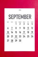 September 2020 Kalender mit Ferien foto