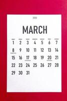 März 2020 Kalender mit Ferien foto
