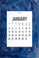 Januar 2020 einfach Kalender auf modisch klassisch Blau Farbe foto