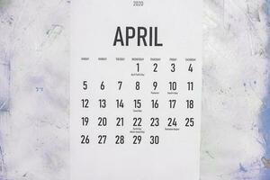 April 2020 monatlich Kalender foto