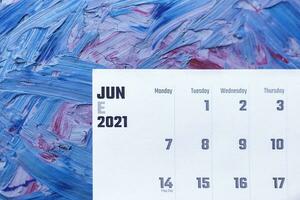 Juni 2021 Kalender. monatlich Kalender foto
