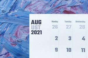 August 2021 Kalender. monatlich Kalender foto