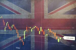 virtuell finanziell Graph auf Flagge von Deutschland. Forex und Investition Konzept foto