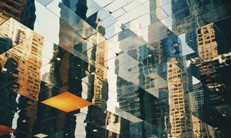 surreal kaleidoskopisch Aussicht von hoch aufragend Gebäude. erstellt durch ai foto