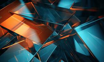 abstrakt Glasmorphismus Design mit beschwingt Neon- Beleuchtung und verschwommen Hintergrund. ai generativ foto