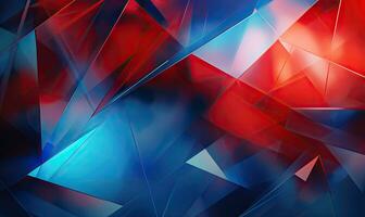 auffällig abstrakt Komposition mit dreieckig Muster im Blau und rot Farbtöne. ai generativ foto