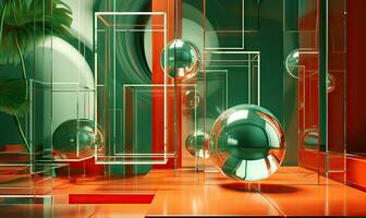 modern Raum mit Glasmorphismus Elemente. ai generativ foto