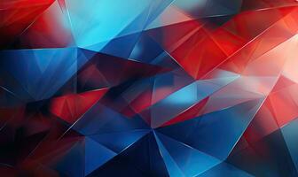 auffällig abstrakt Komposition mit dreieckig Muster im Blau und rot Farbtöne. ai generativ foto