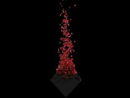 abstrakt dunkel Würfel zerschlagen in Purpur rot Glas Stücke foto
