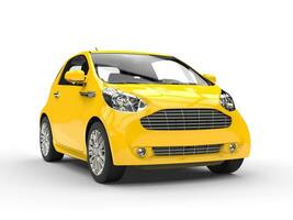 klein Gelb kompakt Auto - - Vorderseite Scheinwerfer Aussicht foto