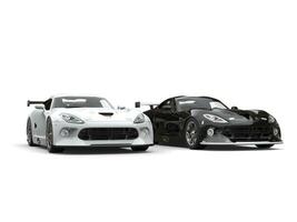 schwarz und Weiß modern Sport Autos - - Vorderseite Aussicht - - 3d Illustration foto