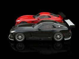 rot und schwarz modern Rennen Supersportwagen Seite Aussicht - - 3d Illustration foto