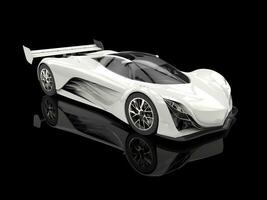 sauber Weiß futuristisch Rennen Konzept Auto - - schwarz Ausstellungsraum Schuss foto