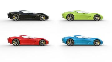 Super Sport Konzept Autos im Rot, Grün, Blau und schwarz foto