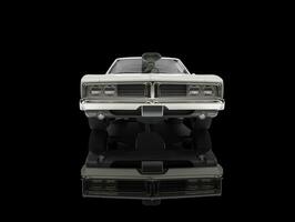 Weiß Jahrgang amerikanisch Muskel Auto - - im schwarz Ausstellungsraum - - Vorderseite Aussicht foto