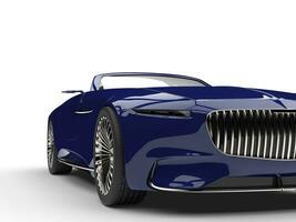tief dunkel Blau modern Cabrio Konzept Auto - - Vorderseite Aussicht Nahansicht Schnitt Schuss foto